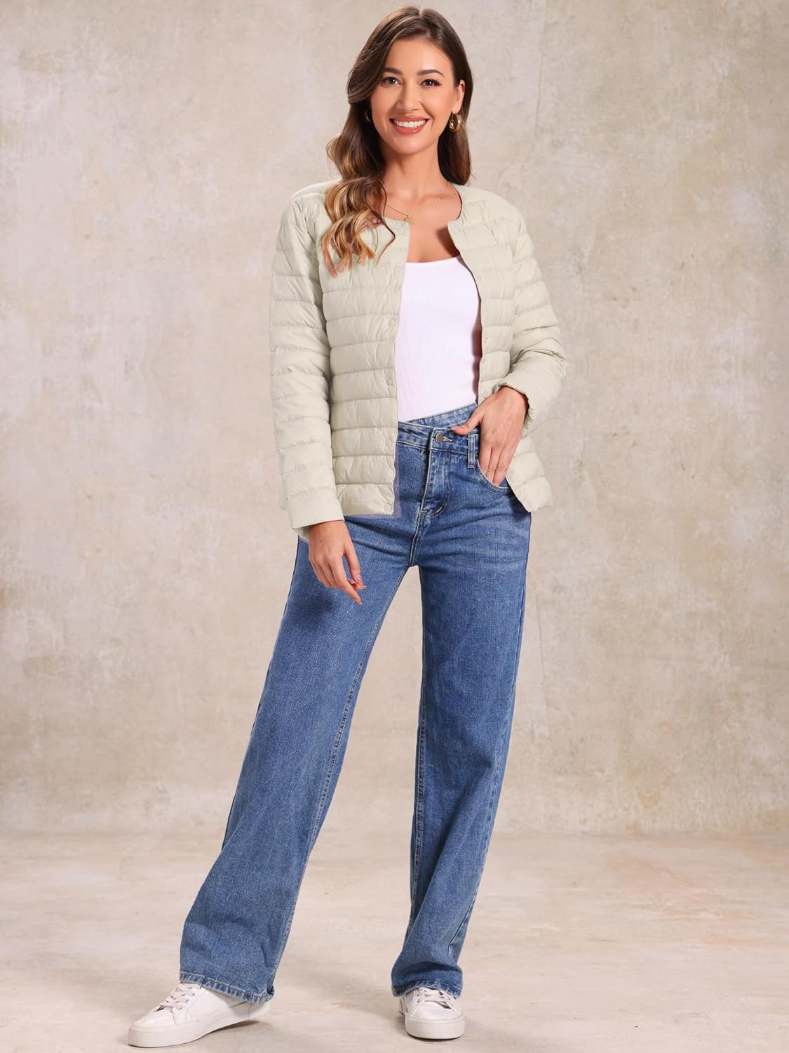 Allegra K Women's Puffer Jacket Lightweight Button Down Packable Long Sleeve Coat - Image 2