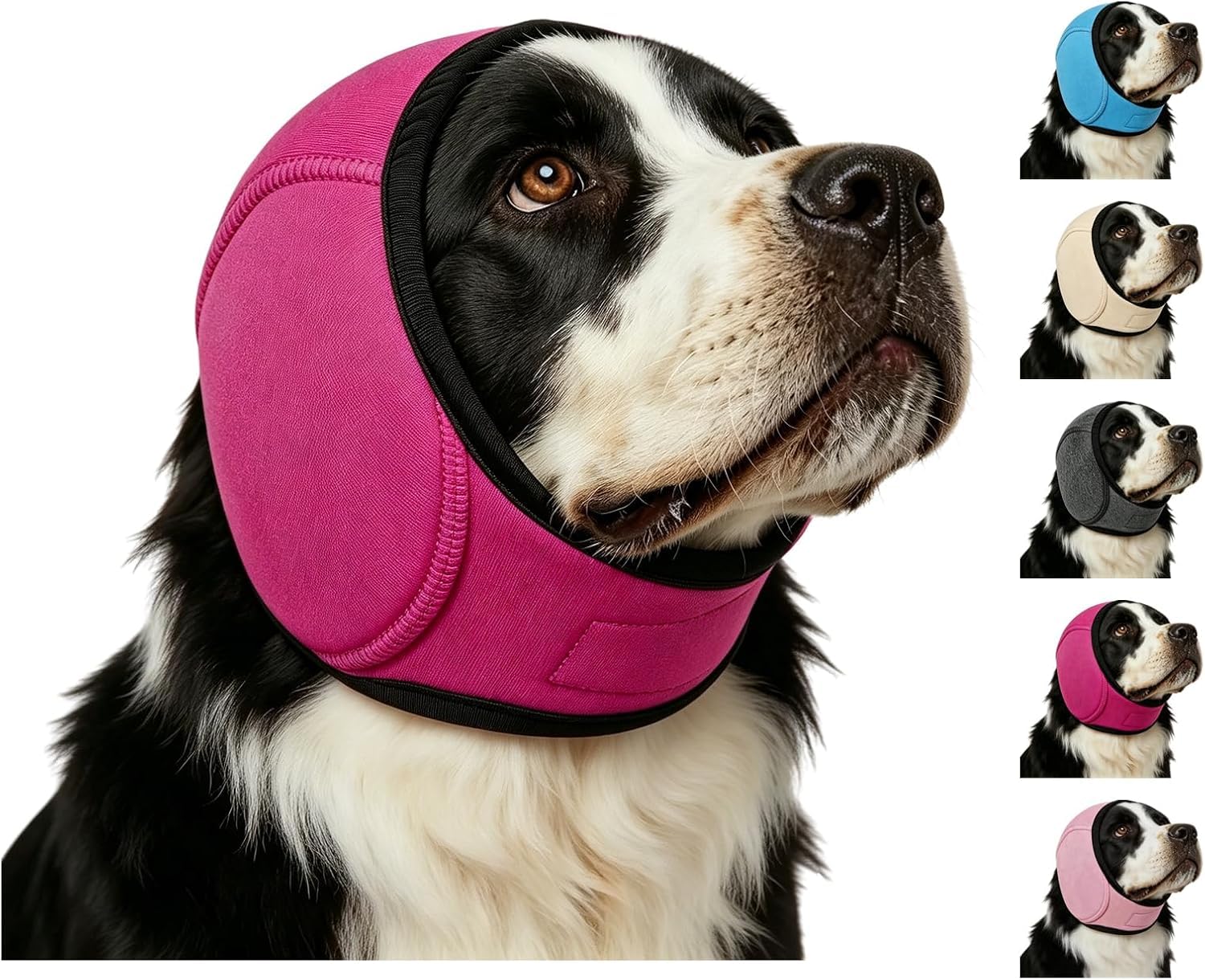 Noise Cancelling Ear Wrap, Dog No Shake Ear Muffs Noise Protection Firework Thunder Vacuum, Comfortable Quiet Dogs Calming Hoodie, Adjustable for Grooming Bathing & Swimming