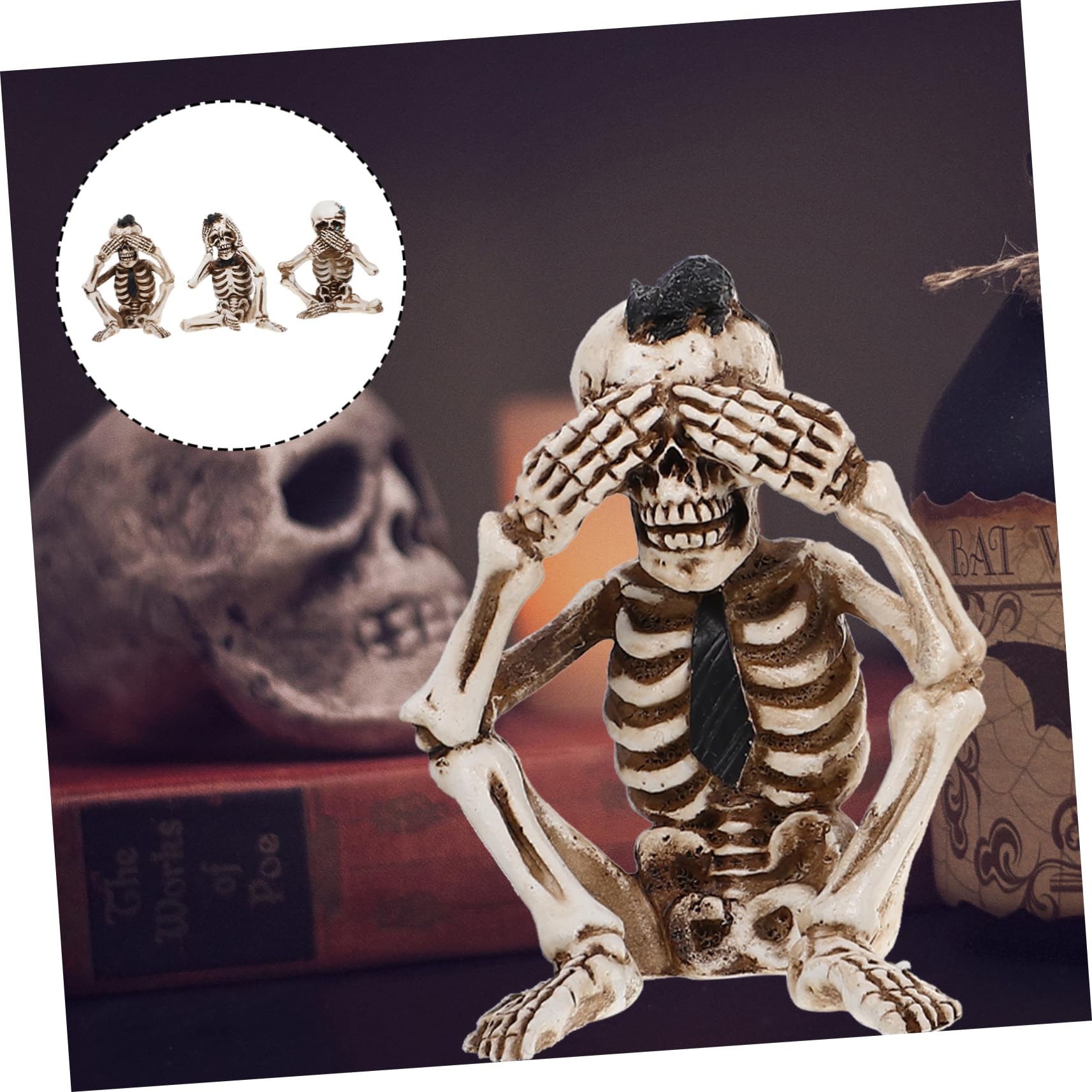 Alipis Estatua De Esqueleto Único De Resina Decoración De Halloween Accesorio De Terror