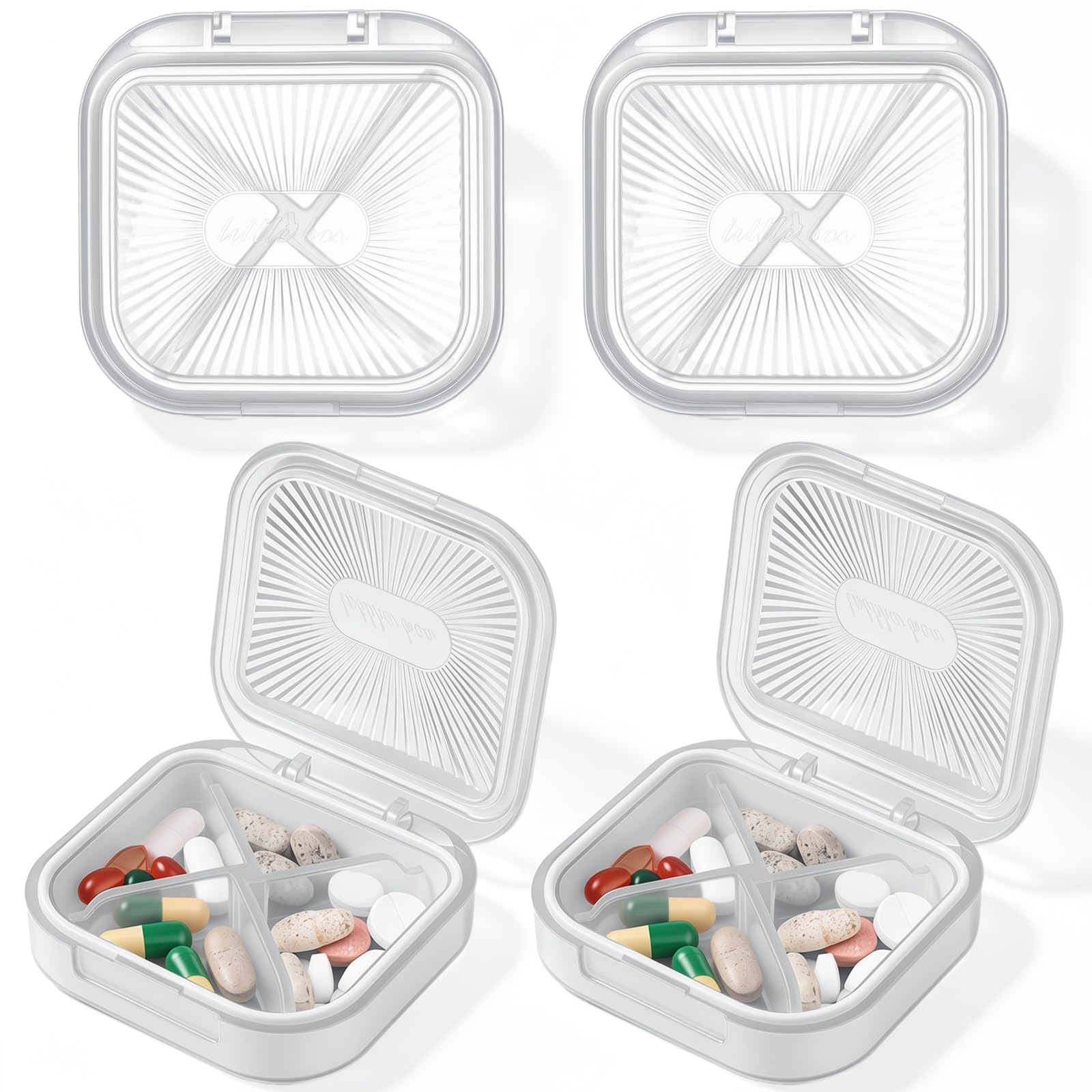 Kigley 4 Pcs Travel Swab Container with Lid,White, 2.95 X 2.75 Inch