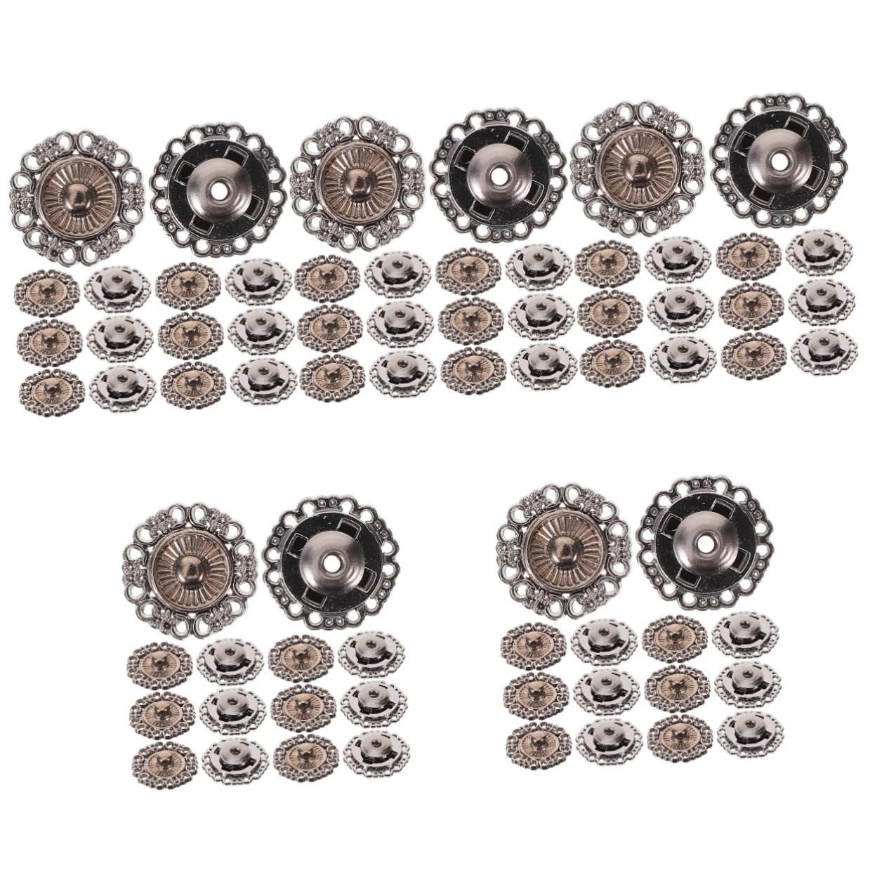 DOITOOL 5 Series Botones A Presión Botones De Ropa Sujetadores Botón De Costura De La Vendimia Botón De Presión Broches De Repuesto Broches De Presión Aleación De Zinc Negro 25 Piezas X 5