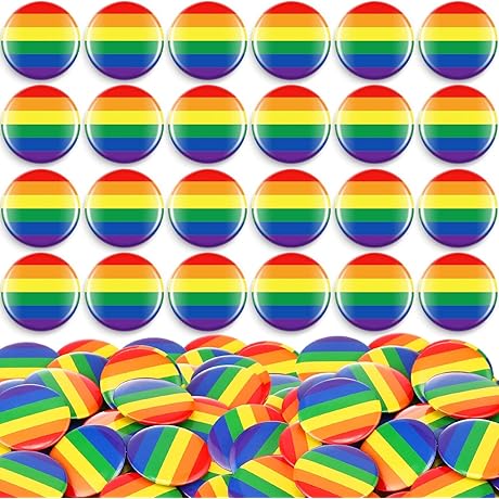 Henoyso LGBTQ+ Pride Month Rainbow Round Buttons