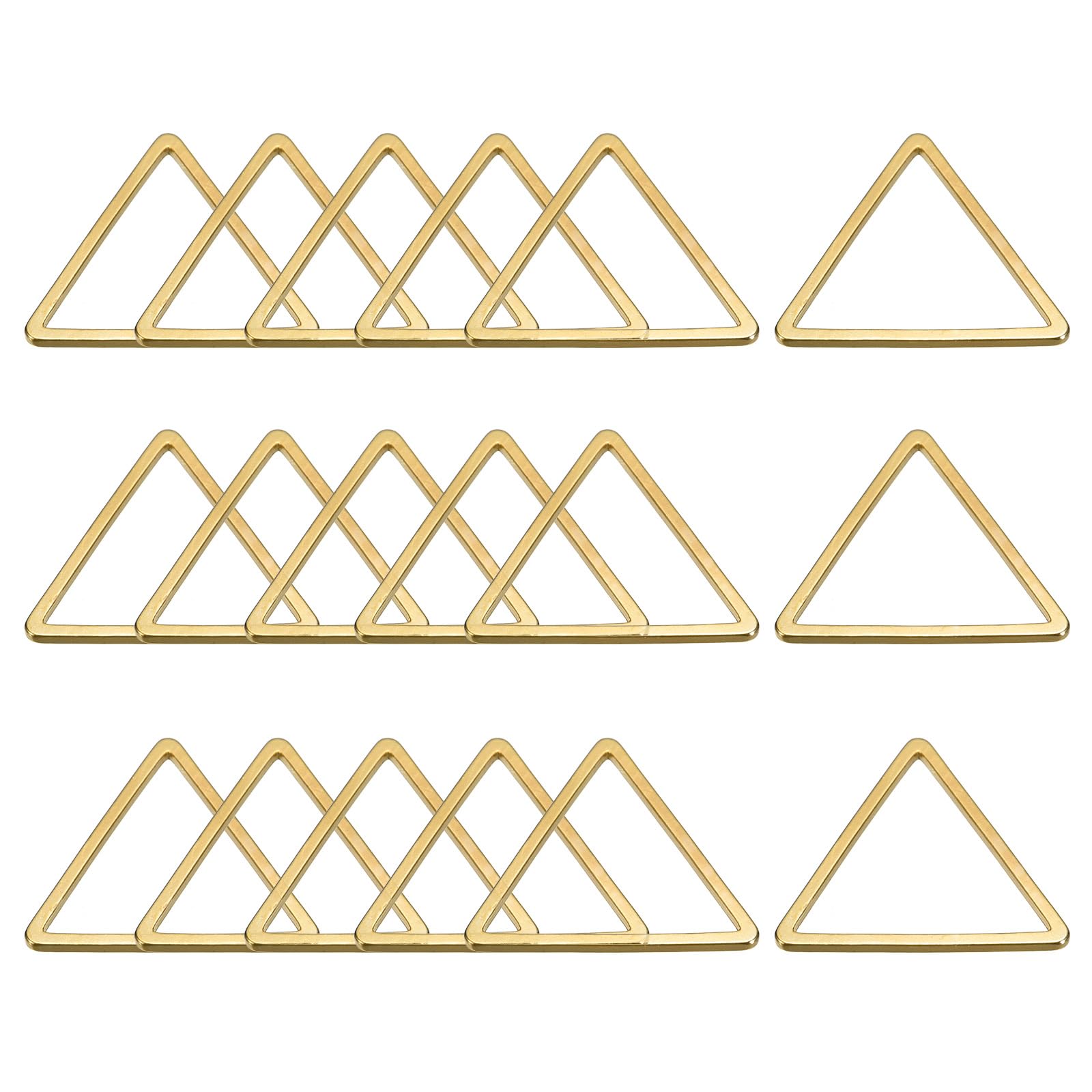 sourcing map Triangle Earring Beading Hoop, Triangle Hollow Frame Charm 15mm/ 0.6" Brass Tone Geometric Linking Ring for Jewelry Making, Pack of 100