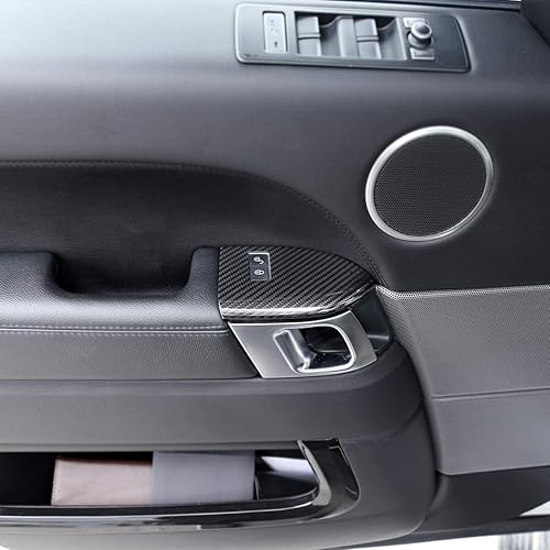 Miniatura 2 de CHEYA - 4 piezas de fibra de carbono real para Landrover Range Rover Sport RR Sport 2014-2019 Car Child Lock Button Cover Tim Accessories