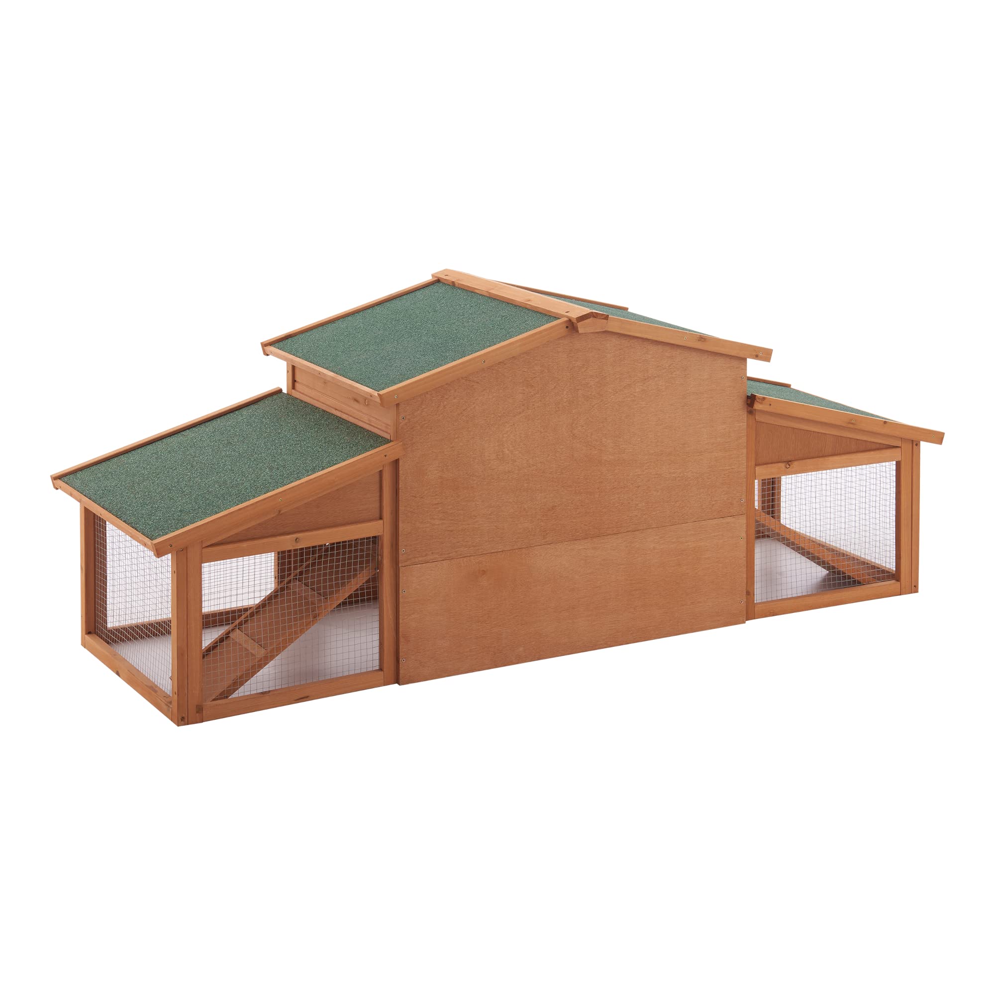 Conigliera Coperta con Tettuccio Impermeabile (AxLxP) 72 x 180 x 62 cm Gabbia con Casetta e Area Recintata, Struttura in Legno, Uso Esterno