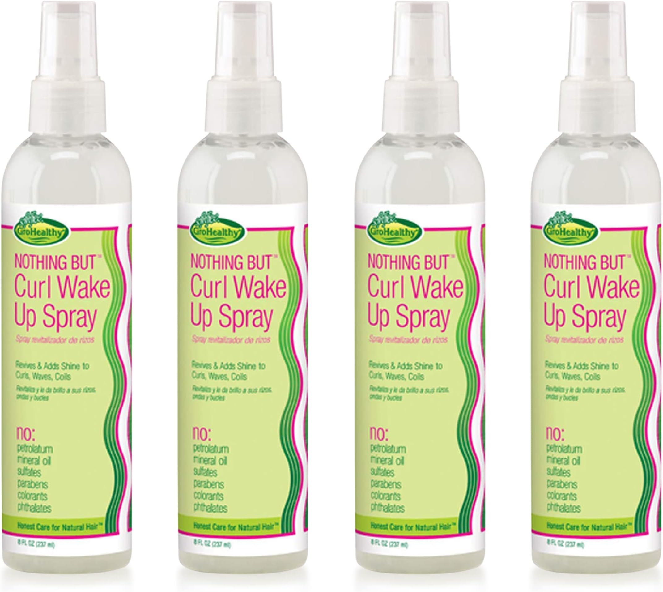 Curl Wake Up Spray - Sulfate-Free Defining, Refresher Spray for Hair Detangles, Conditions, and Adds Shine for All Types of Natural, Healthy, Curly Hairs - 8 oz (Pack of 4)