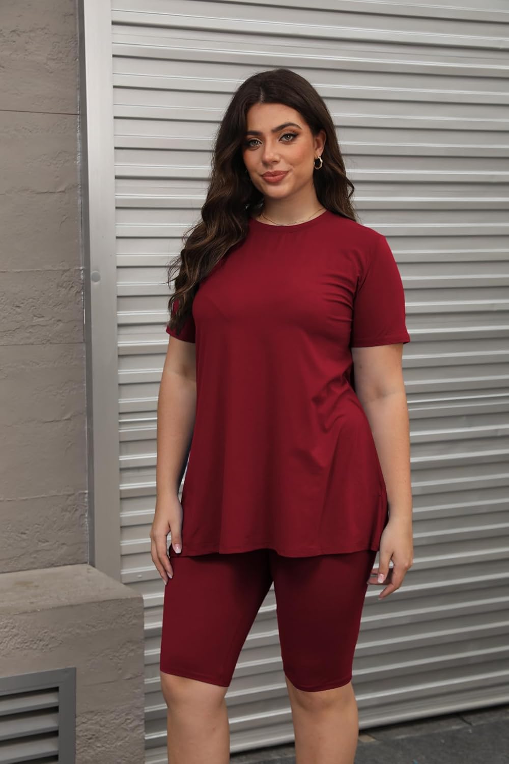 Mrskoala Women Plus Size 2 Piece Outfits Casual Shorts Sets Summer Tshirts Shorts Sweatsuits - Image 3