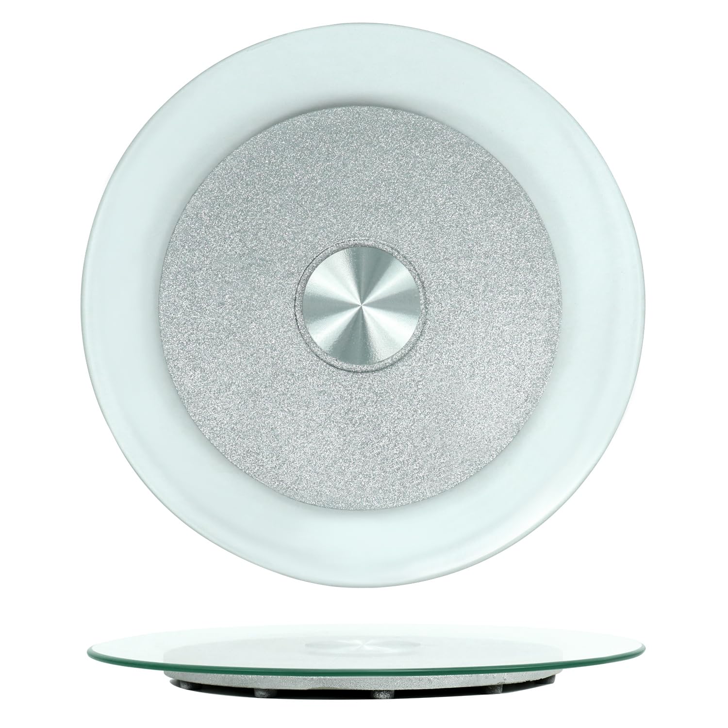 QWORK® Plateau de Service Rotatif Lazy Susan en Verre Trempé, Plateau Tournant Pivotant, 50 cm