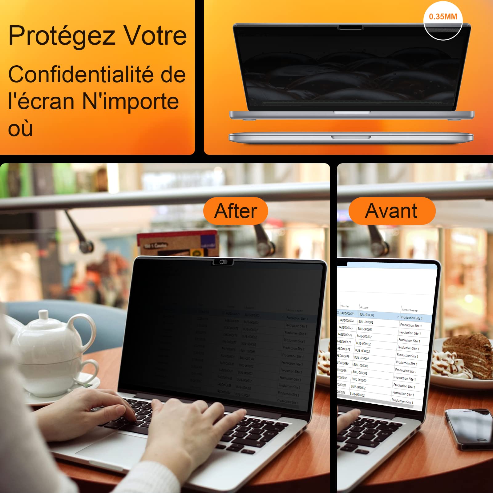 Filtro per la privacy magnetico per MacBook Pro 14 pollici(2021-2026, M1-M5), Anti-spia/Blu Luce Filtro schermo Privacy, Rimovibile Filtro schermo Premium per Macbook Pro 14.2 Pollici