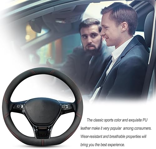 Miniatura 4 de Ergocar Funda deportiva en forma de D para volante de automóvil, antideslizante, de microfibra, transpirable, piel sintética, universal para tipo D,