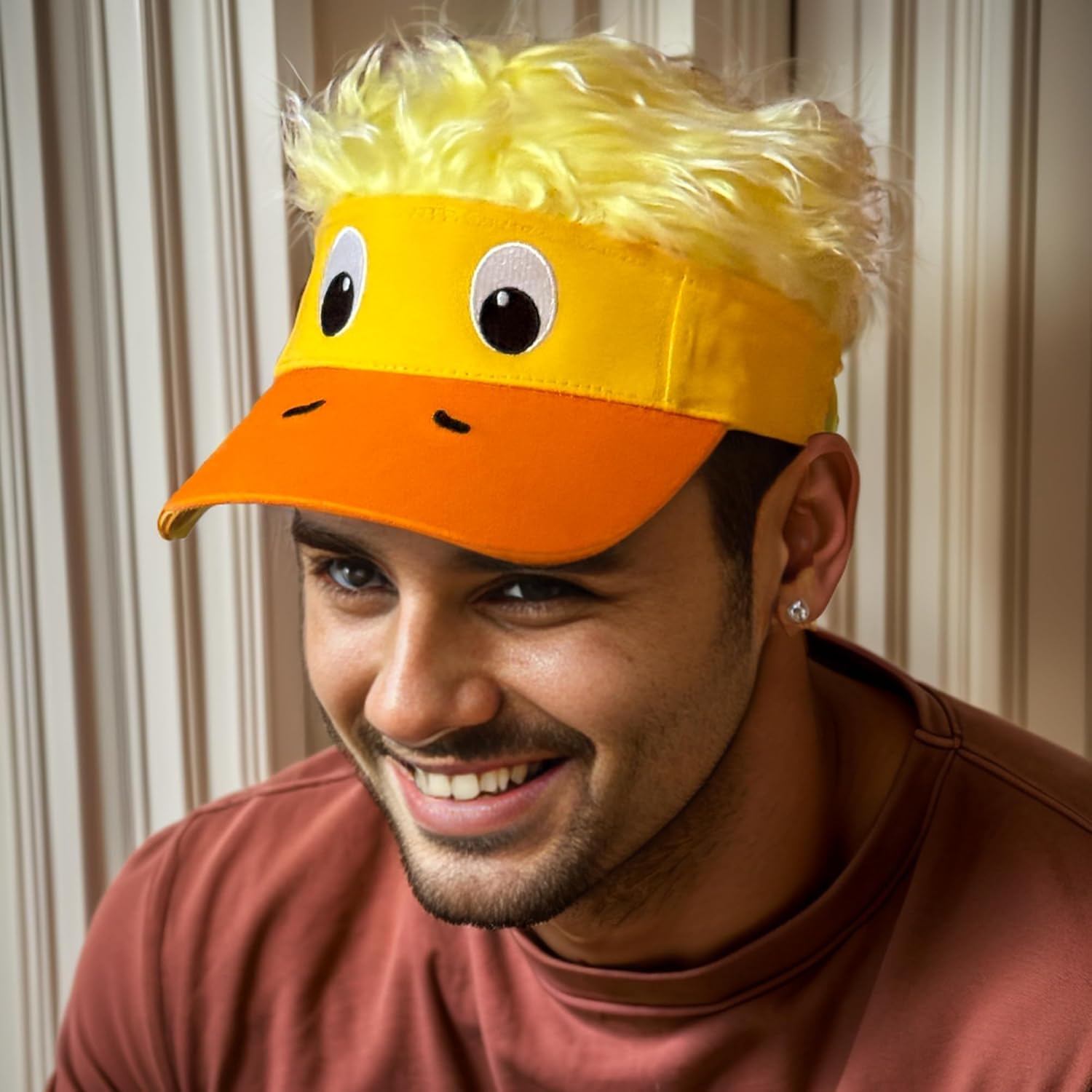 Popfizzy Duck Hat with Hair for Men and Women, Spiked Hair Hats, Crazy Wig Hat Costume, Funny Adult Halloween Baseball Cap - Image 6