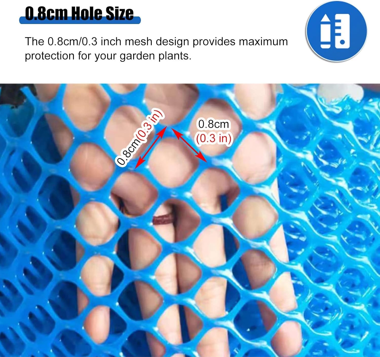 Rete per pollo in plastica blu con fori esagonali per pollame, giardino, patio, stagno, balcone, robusta e rete di sicurezza per bambini, 1,2 x 8 m