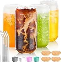 Vista 8 de BEWAVE Vaso para beber, vasos con forma de lata de 16 onzas, vasos de café helado, vaso de cerveza, para whisky, refrescos, té, jugo, regalo