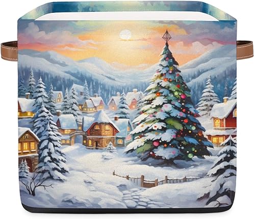 The Christmas Modern Decor Storage Basket for Organizing Shelves Closets Collapsible Storage Bin for Clothes Toys Towels Cube Organizer with Handles