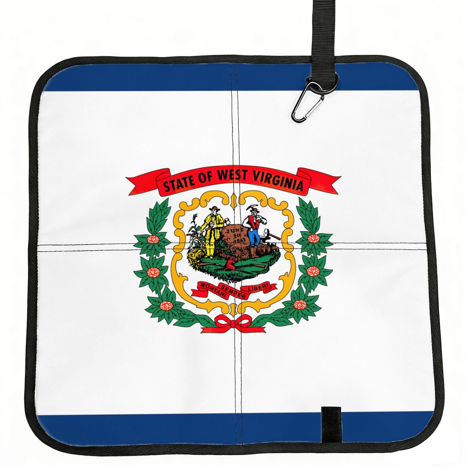 UVBDF West Virginia State Flag Print Outdoor Sitting Cushion Folding Seat Pad Compact Portable Picnic Bench Cushion Mat