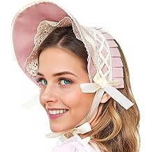Jugaoge Historical Victorian Lace Bonnet Authentic Colonial Style Head Covering with Floral Embellishments Reenactments