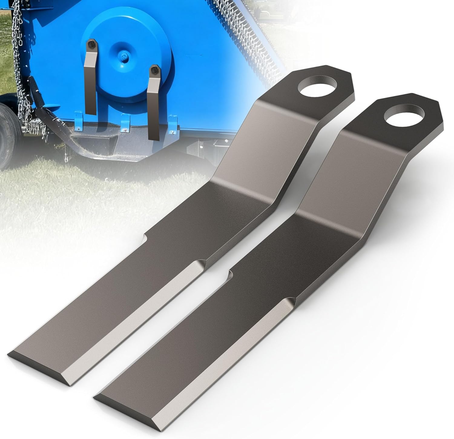 7 mm Brush Hog Blades, Bush Hog Blade, Bush Hog Replacement Blades, Skid Steer Brush Cutter Blade, Heavy Duty Ar400 Steel Compatible with Mower King Skidsteer (2-3/8" x 14" x 3/8")