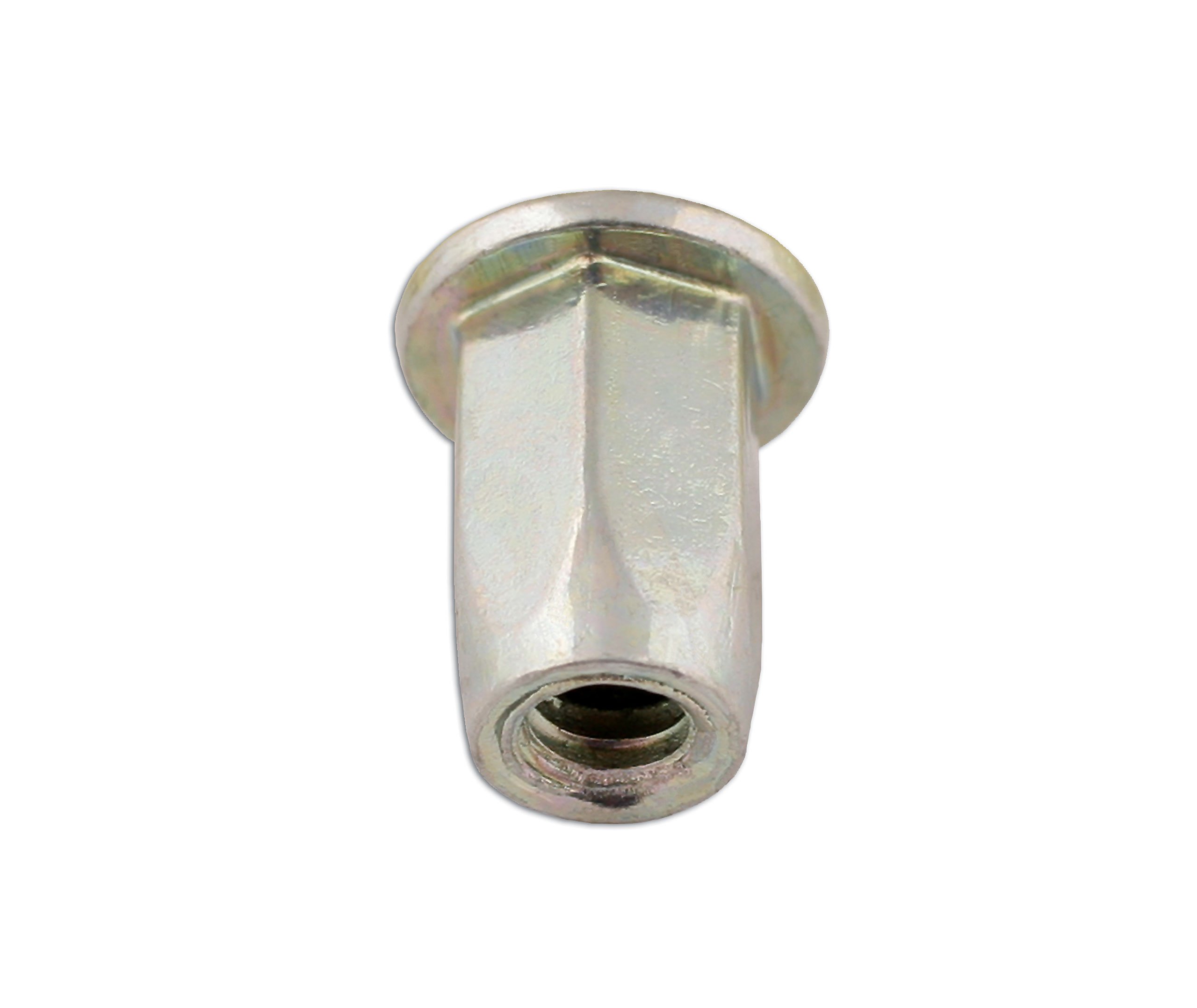 CONNECT 35106 Full Hex Threaded Insert 6mm 50pc Open End Plain Collar BZP