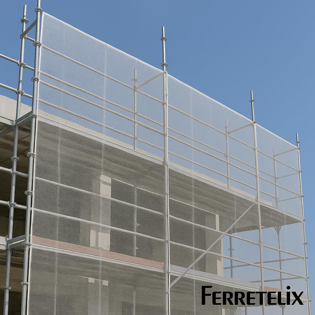 FERRETELIX® Malla Mosquitera para Andamio – Blanca 6 x 20 Metros – Protección para Fachadas – Muy Resistente