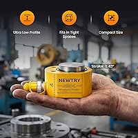 Vista 2 de NEWTRY Kit de potencia Porta de gato hidráulico de perfil bajo 10T + bomba manual hidráulica manual CP-180, mini cilindro hidráulico industrial