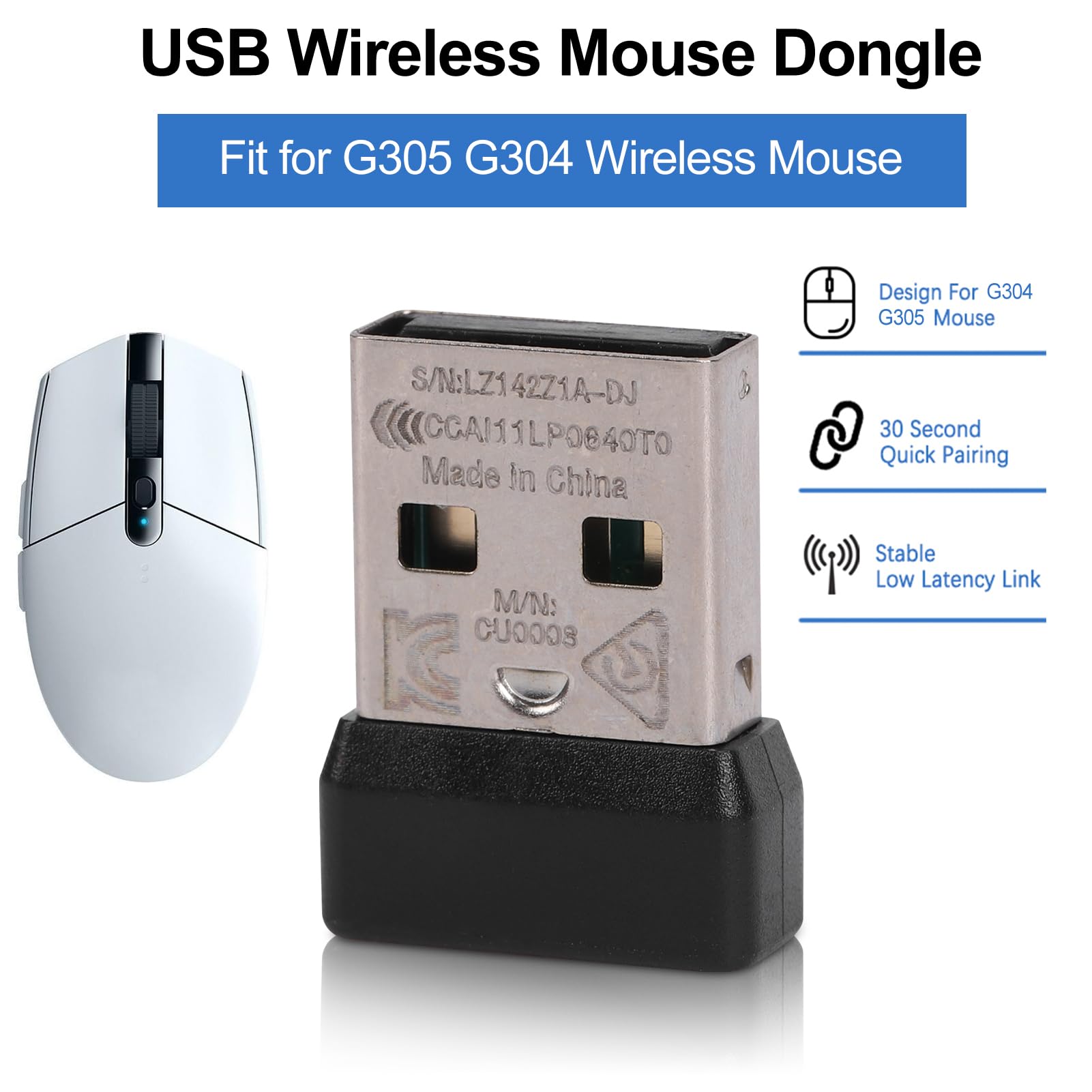 Zamienny Odbiornik Myszy USB, Adapter Klucza Bezprzewodowego 2,4 GHz do G305 G304, z Płynnym Parowaniem i Lekkim Materiałem ABS