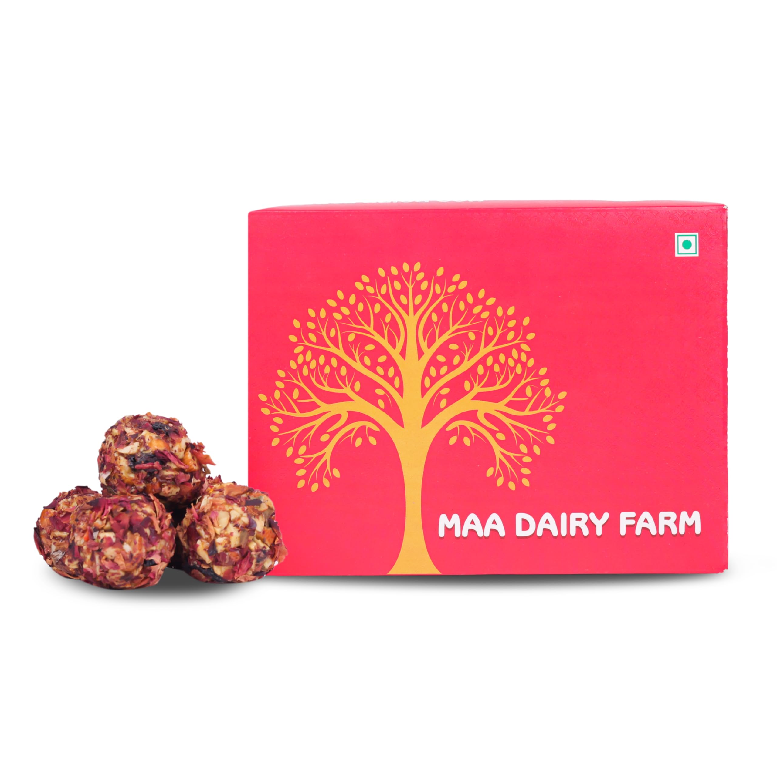 MAA DAIRY FARM Dry Fruit Rose Ball| Healthy Energy Bites with Dates, Nuts & Berries | No Added Sugar | 500g Gift Pack – Red Box-image-21