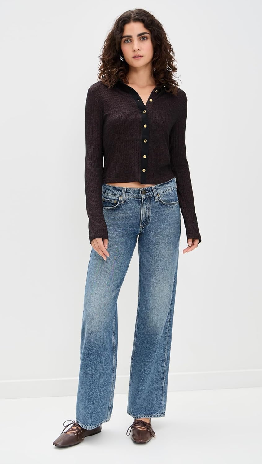 rag & bone Women's The Knit Contrast Long Sleeve Polo - Image 5