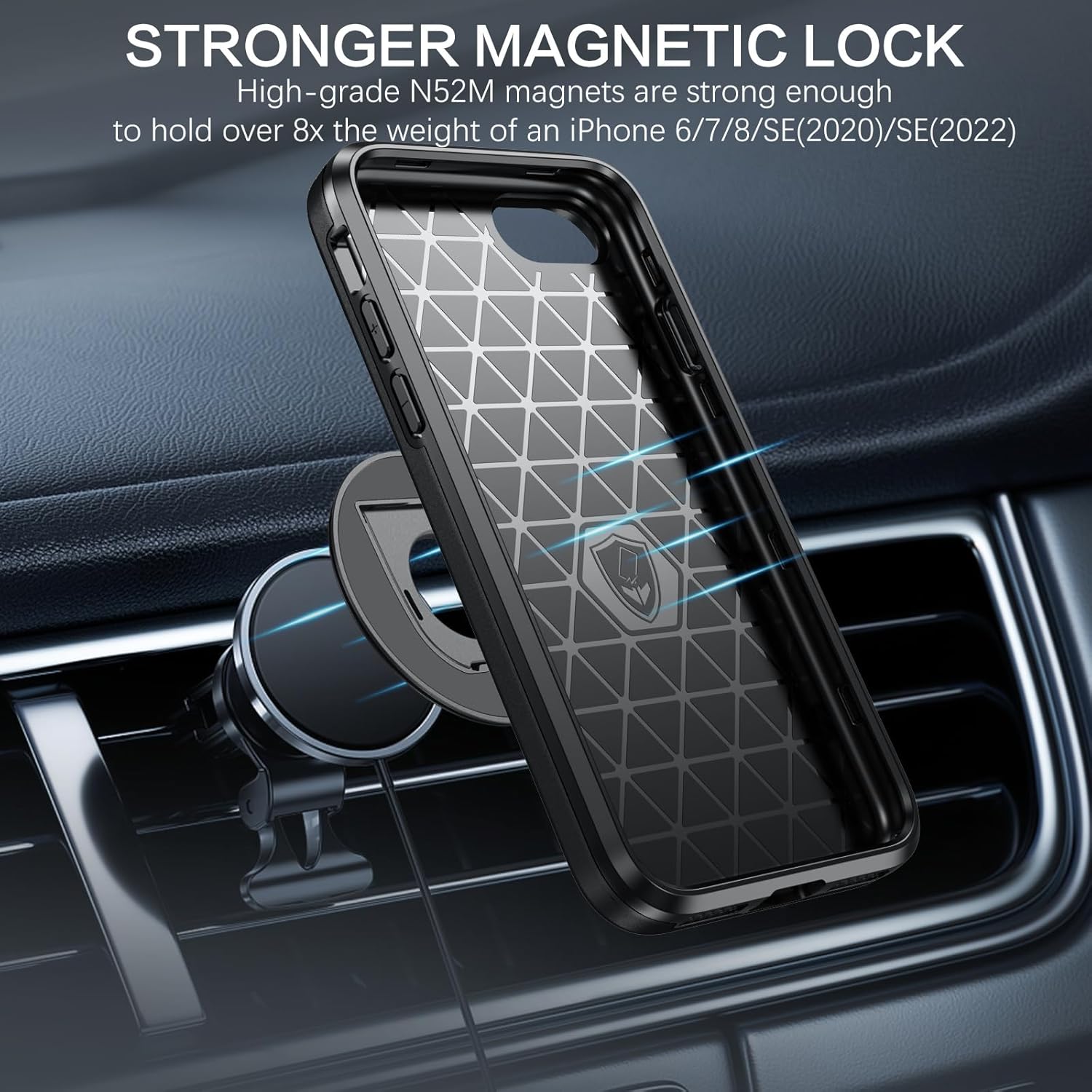 BENTOBEN for Magnetic iPhone SE Case 2022/2020, iPhone 7/8 Case [Compatible with Magsafe] Kickstand Ring Holder Translucent Design Shockproof Protective Bumper Girls Women Boys Men Magnet Cover, Black - Image 6