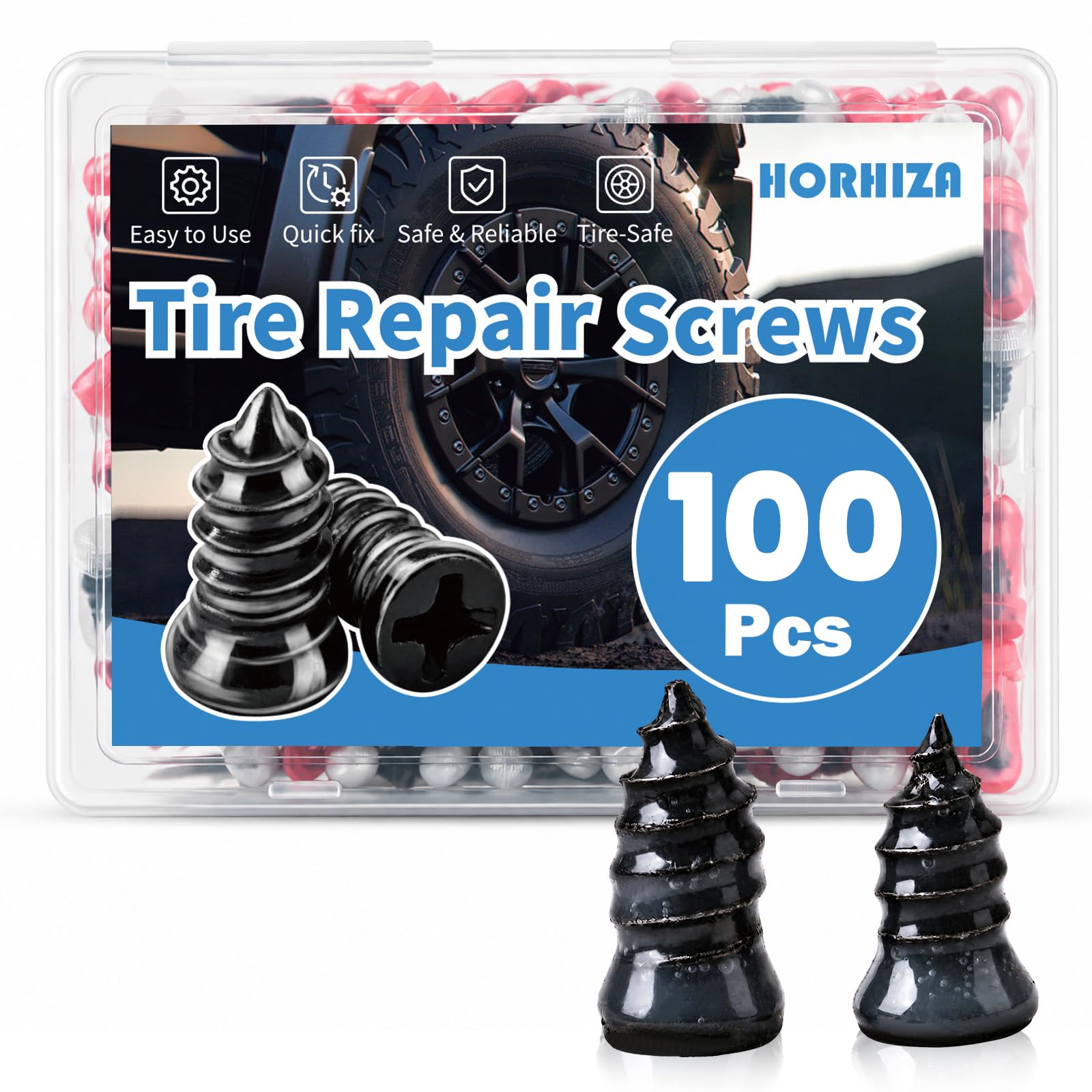 HORHIZA 100 PCS Tire Repair Rubber Nail Kit