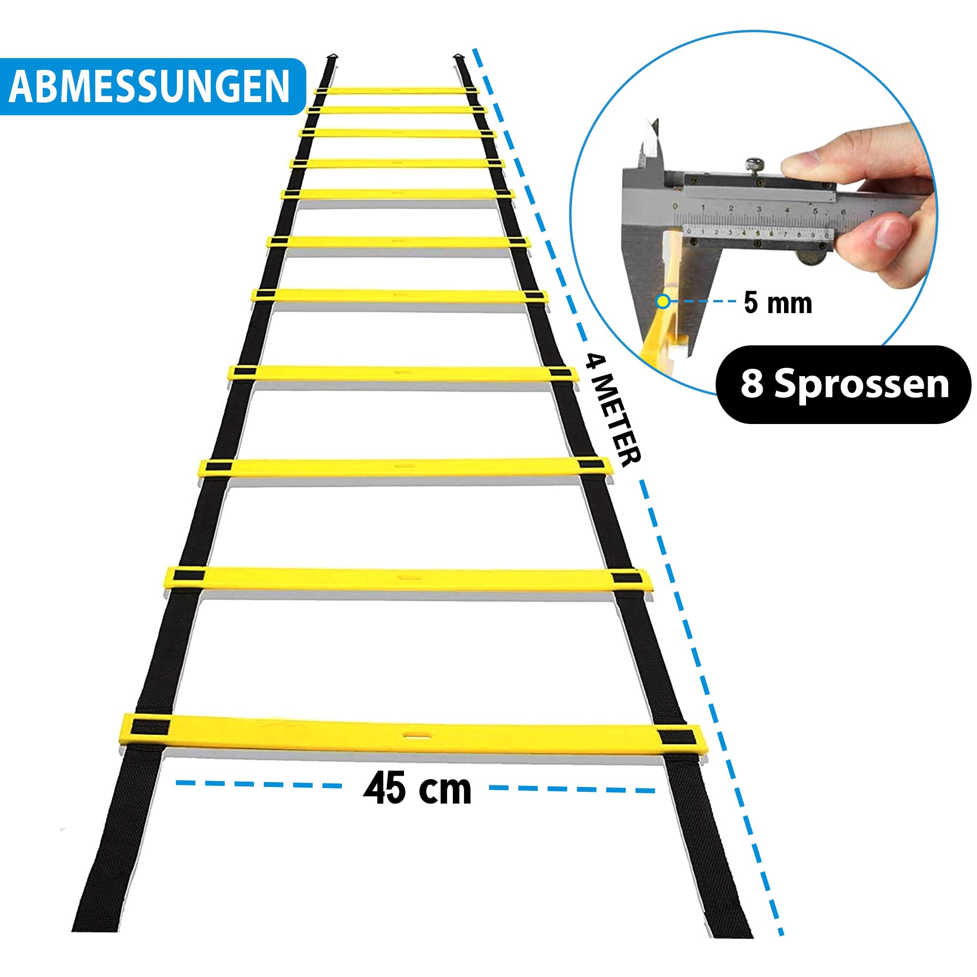 Taktifol Échelle De Coordination 4 M Avec Sac I Échelle D'entraînement Pour Entraînement De Coordination, Entraînement D'agilité, Football, Basket-Ball, Fitness