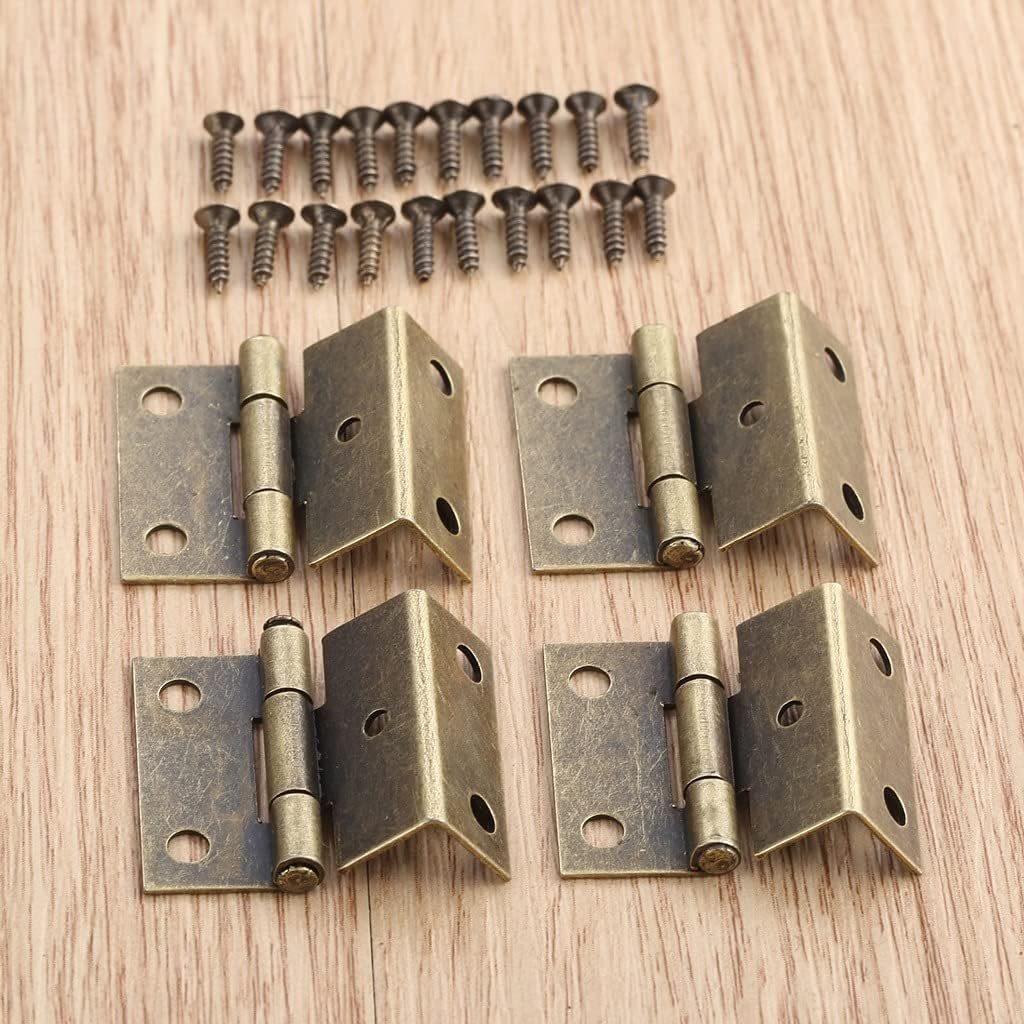 Nvsfzgiyg B 4Pcs 25 * 15 12Mm Cabinet Hinge Door Luggage Furniture Jewelry Wood Oxes Vintage Old Decoration Hinges(B)