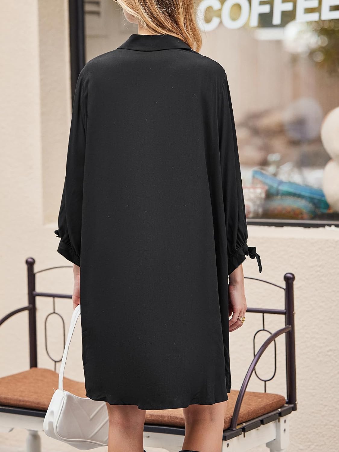 CUPSHE Women Shirt Mini Summer Dress Cover Ups 3/4 Sleeve Cuff Tie Button Down Holiday Sundress Beach Cover Up Dress - Image 2