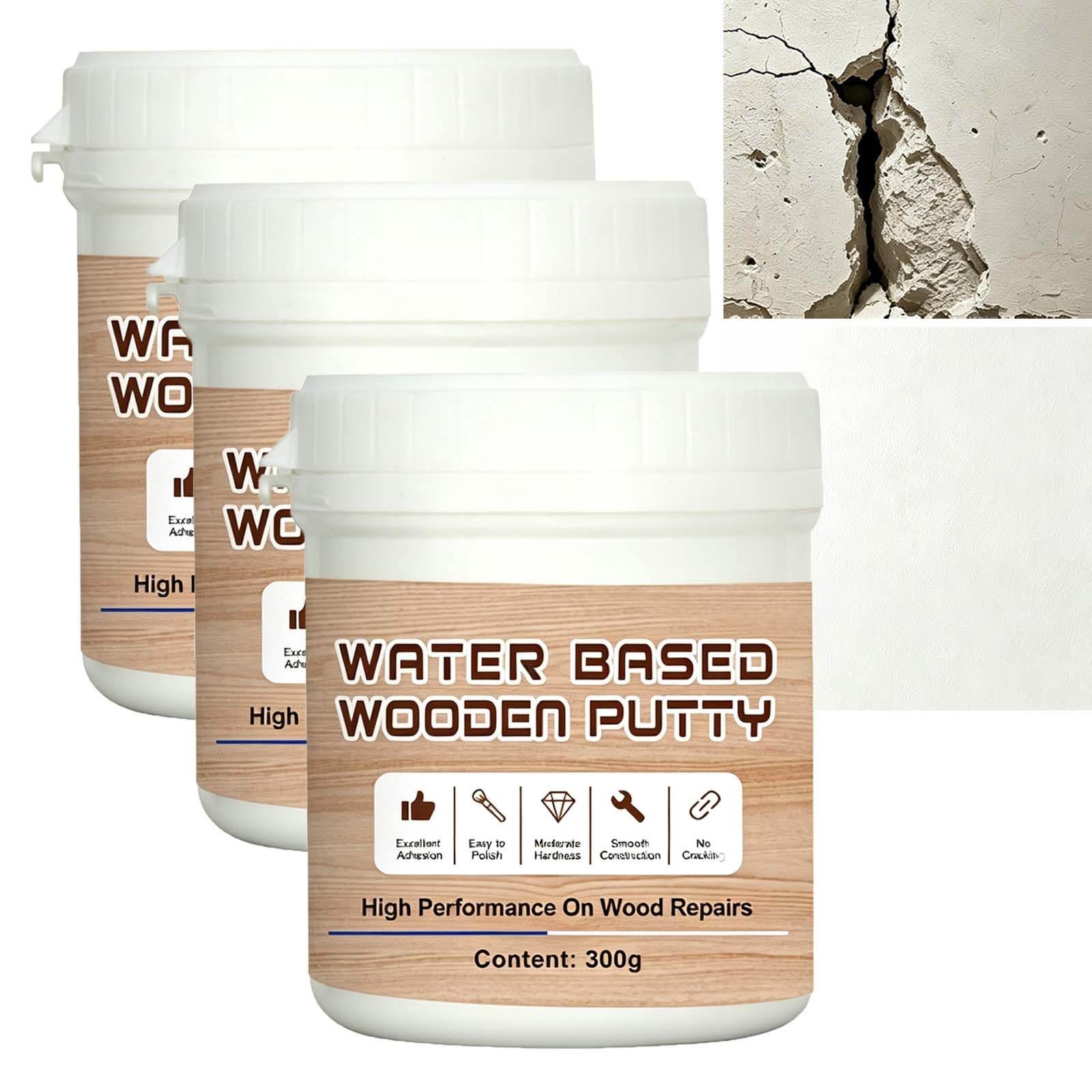 Crema para rellenar madera y reparación de paredes, pasta de reparación de madera multiusos y relleno de agujeros para madera, masilla blanca para rellenar madera a base de agua, pasta de relleno para