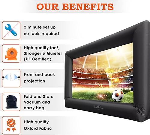 Miniatura 2 de Pantalla de proyector inflable de 22 pies para aire libre e interior, soplador de ver películas, amarres, estacas, bolsas de arena y bolsa de