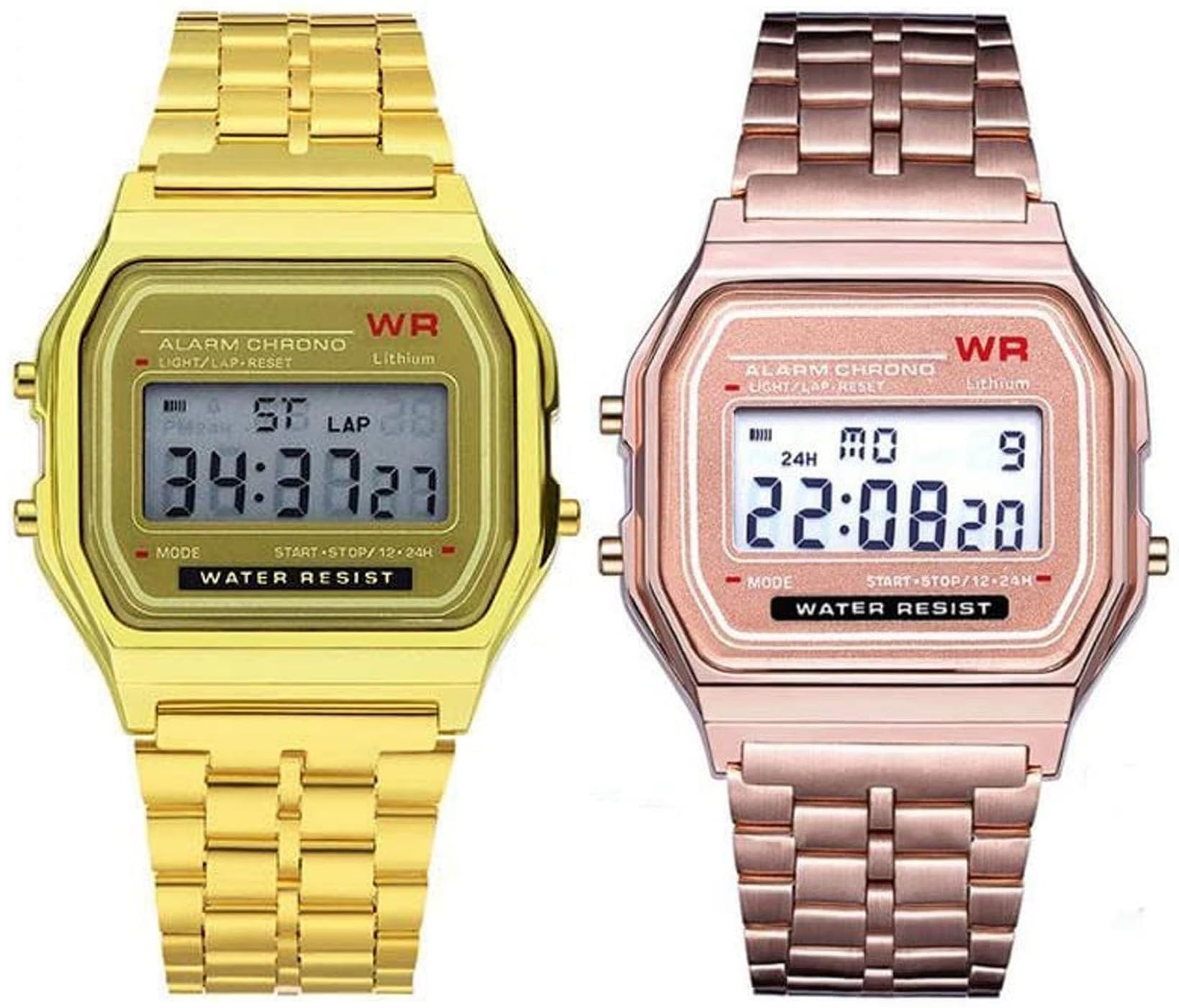 Acnos Stainless Steel Brand 2 Combo Digital Gold Rosegold Vintage Square Dial Unisex Water Resist Watch For Men Women Pack Of 2 (Wr7, Gold Band (B0CD5YC49R) Amazon Price History, Amazon Price Tracker