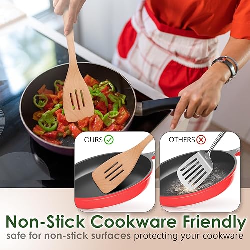 Miniatura 4 de Cucharas de madera para cocinar, juego de utensilios de cocina de madera de haya, utensilios de cocina de madera hechos a mano de primera calidad