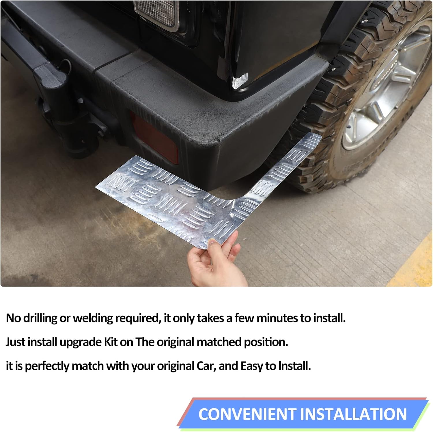 Aluminum Alloy Rear Bumper Protector Guard,Silver L-Shaped Guard Plate,Trunk Bumper Guards，Rear Bumper Corner Bezel Cover for Hummer H2 2003-2009