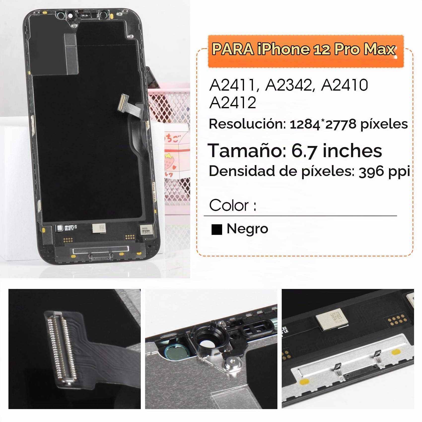 Amazon.com: Reemplazo de pantalla para iPhone 12 Pro Max, conjunto