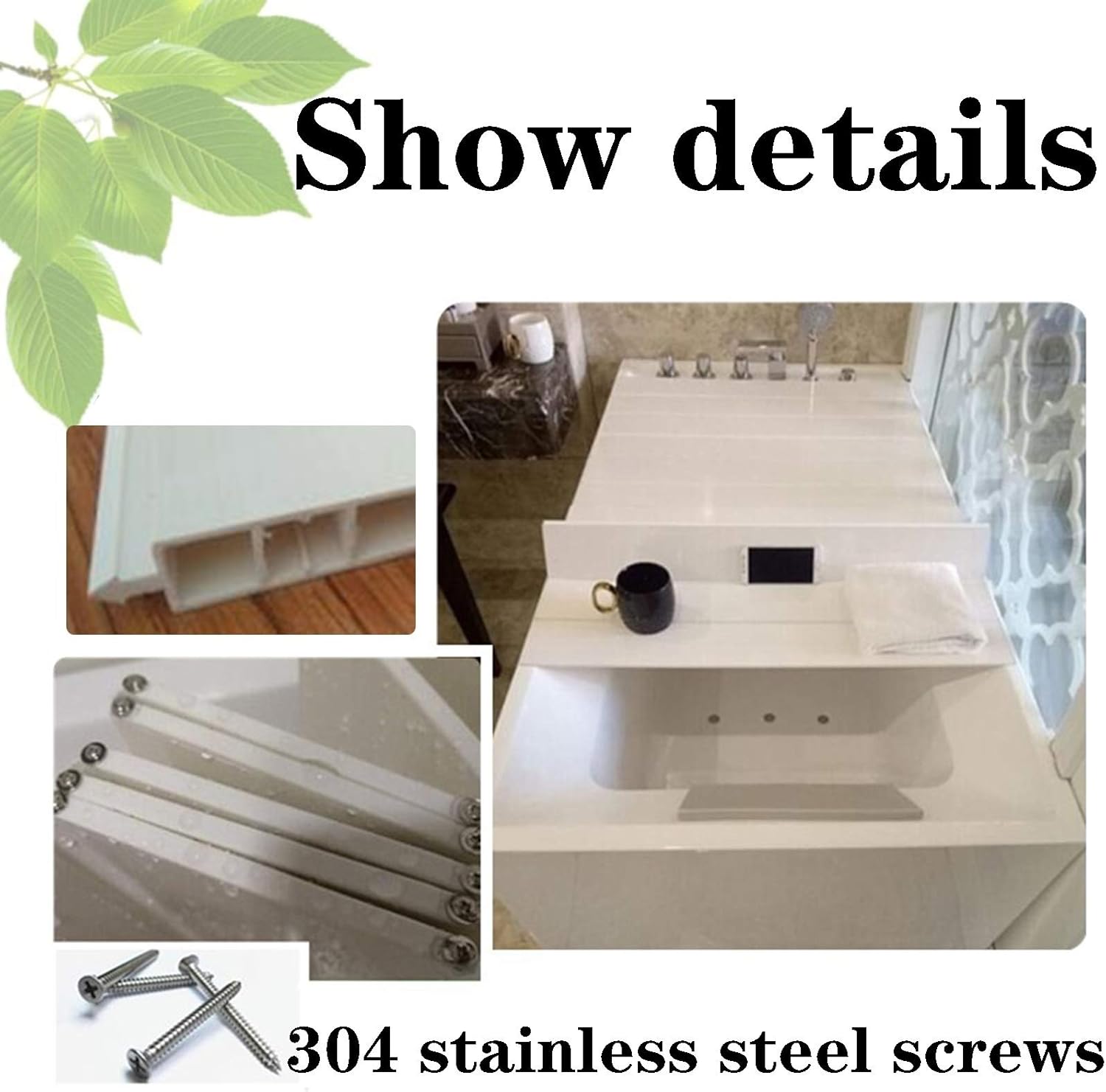 Bathtub Cover Folding Shutter Bath Tray Insulation Bathtubs Panel Holder for Place Mobile Phones Toiletries Thickness 1.22cm 15 Size (Color : White Size : 135cmX70cmX1.22cm) (White 165cmX70cmX1.22c