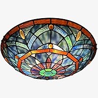 Vista 5 de ARTZONE Tiffany - Lámpara de techo de vitral, 3 luces de 16 pulgadas, lámpara de techo Tiffany de montaje empotrado para dormitorio, comedor, sala