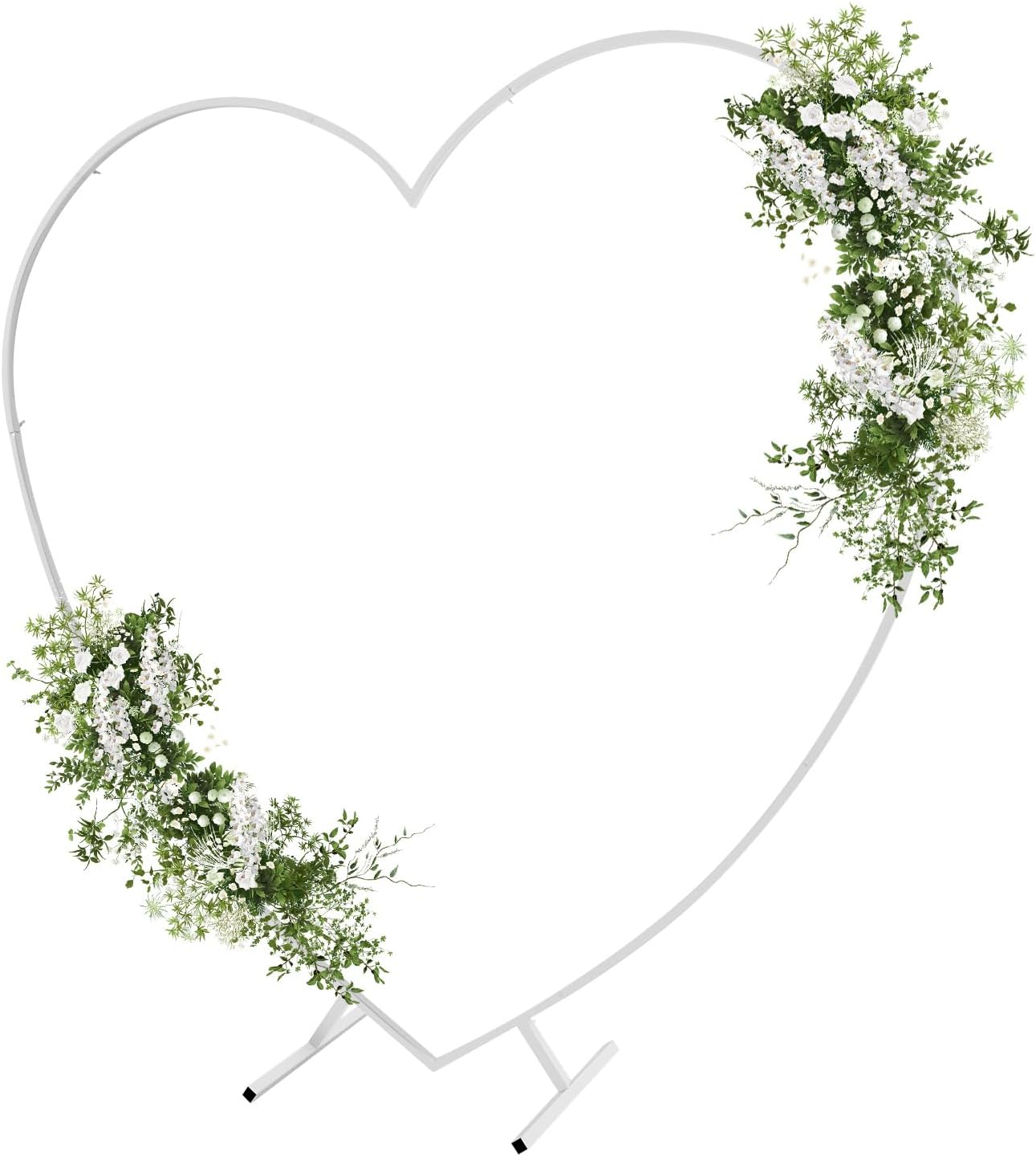 Heart Shape Wedding Arch, White Love Balloon Column Arch Frame, Metal Balloon Arch Kit Frame for Wedding, Bridal, Valentine's Day, Outdoor Garden Trellis for Climbing Plant(White)