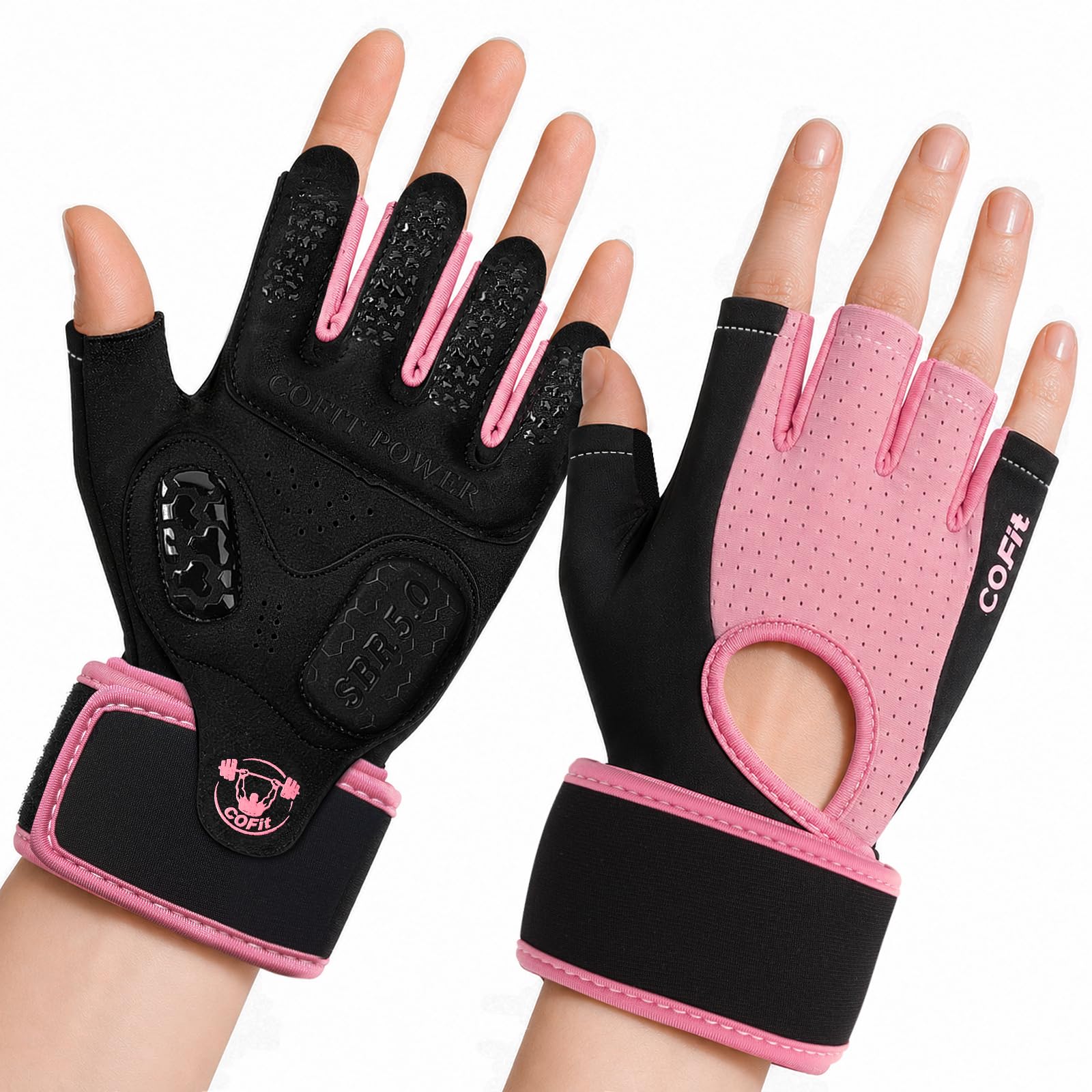 COFIT Gym Gloves with Wrist Support for Women, Weight Lifting Gloves, L