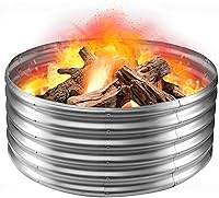 Vista 10 de Anillo de Fuego de Campamento de 32 Pulgadas de Diámetro, Gran Fosa de Fuego Redonda de Acero Galvanizado, Fosa de Fuego de Acero Resistente