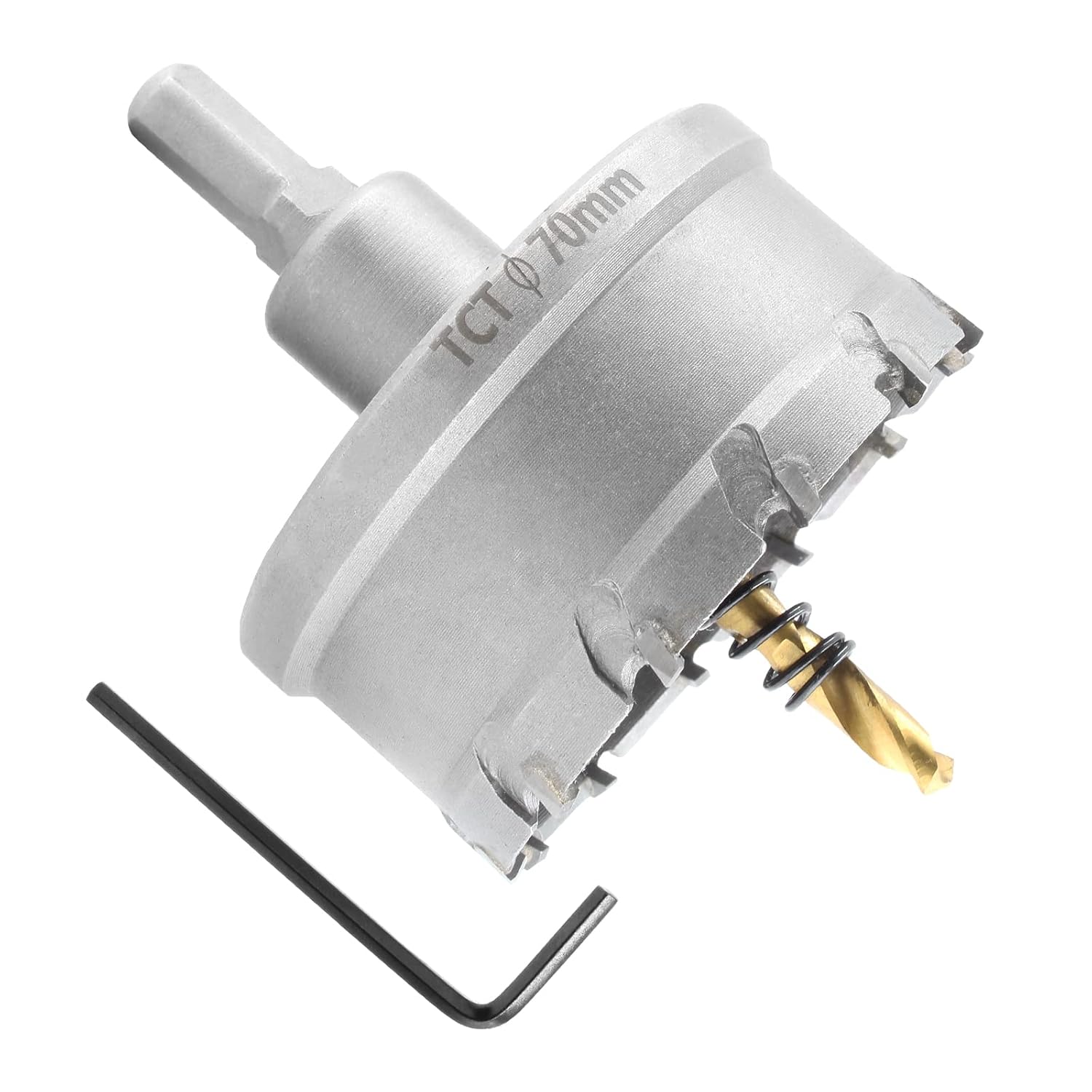 Metal Hole Saw 2-3/4 Inch / 70mm Hole Saw Drill Bit, Tungsten Carbide Tipped Hole Cutter with Titanium Plated Pilot Drill Bit, TCT Hole Saw for Stainless Steel Sheet Metal Brass Aluminum