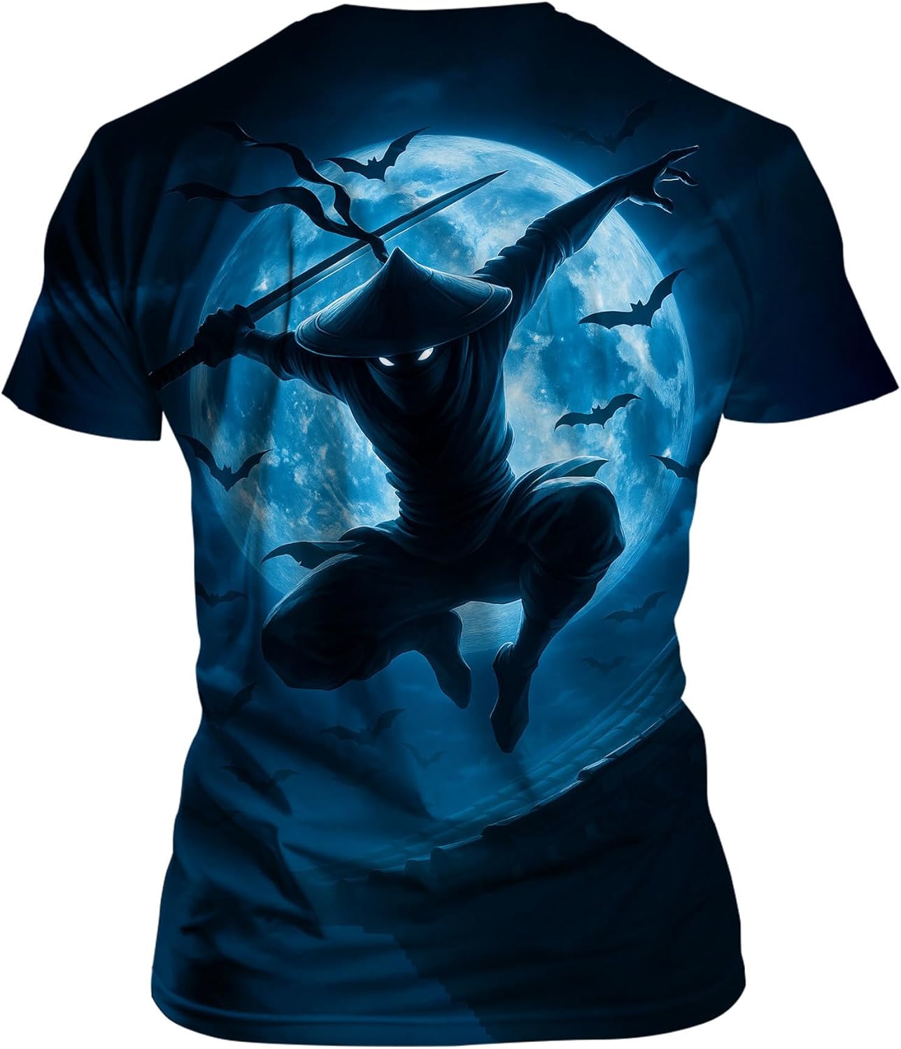 Blissboy Funny Japanese Samurai T-Shirt Novelty Short Sleeve Crewneck Shirt - Image 2