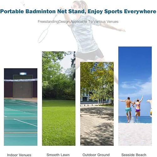 Miniatura 7 de LDAILY Juego de red de bádminton portátil de 10 pies, juego deportivo para bádminton, tenis, voleibol, red de entrenamiento con soporte,