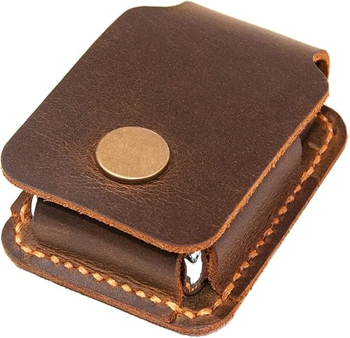 Miniatura 4 de Funda de cuero hecha a mano para encendedor para hombres, para funda de cuero Zippo, regalo de cumpleaños para él o ella (marrón)
