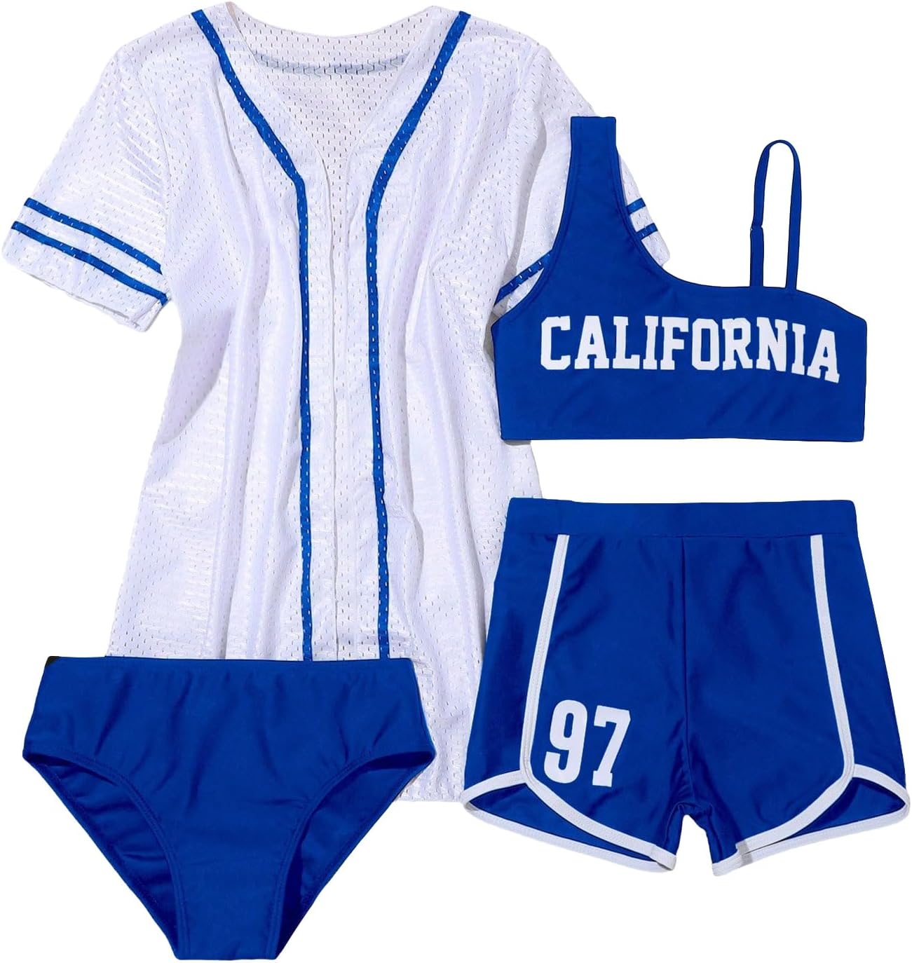 SOLY HUX Girl’s 4 Piece Swimsuits Letter Print Bikini Bathing Suit with Shorts and Cover Up SOLY HUX Girl’s 4 Piece Swimsuits Letter Print Bikini Bathing Suit with Shorts and Cover Up