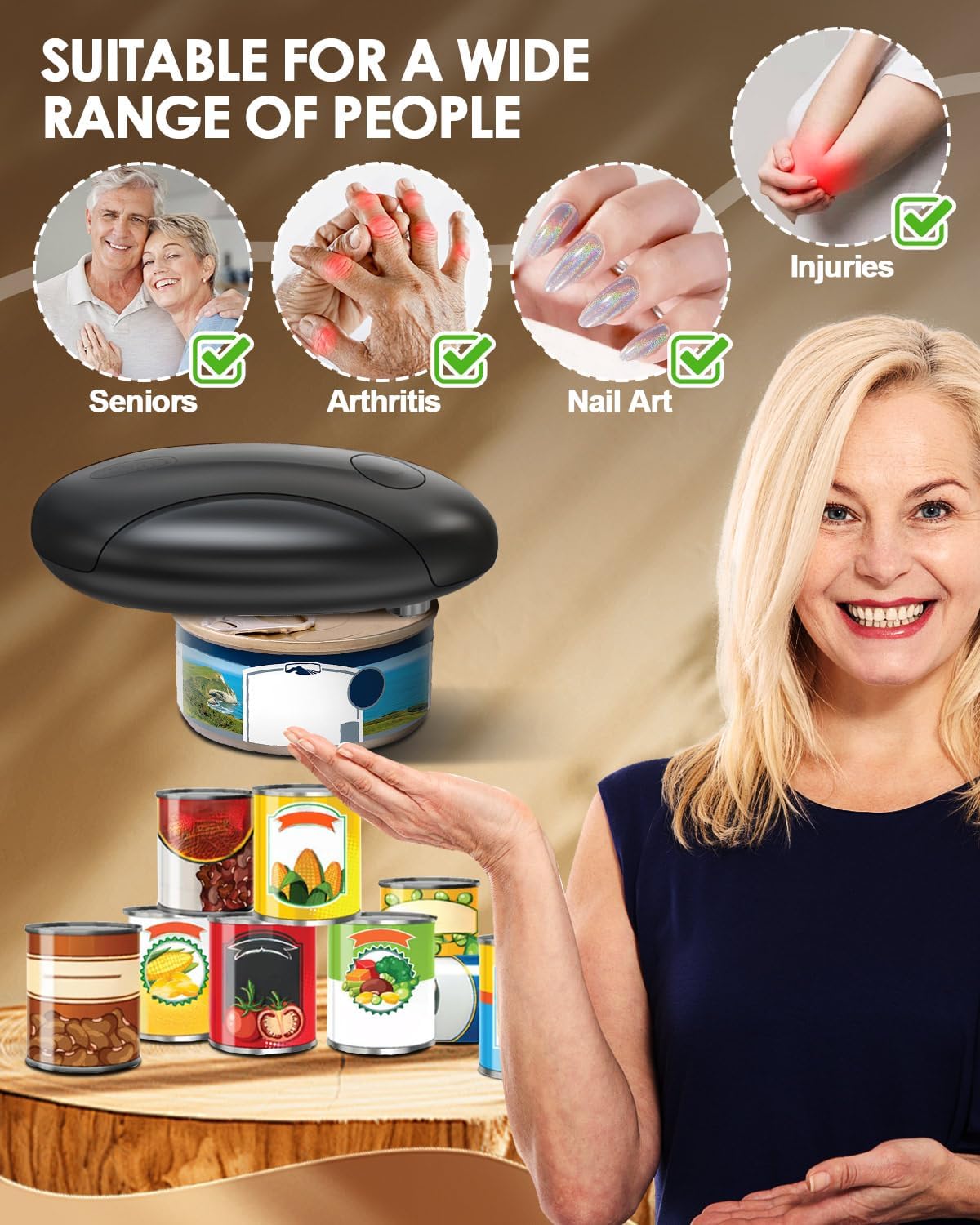 Electric Can Opener, One-Touch Automatic Hands Free Can Opener, Smooth Edge, Rechargeable Cordless Can Opener Fits Most Cans, Great for Seniors & Arthritis