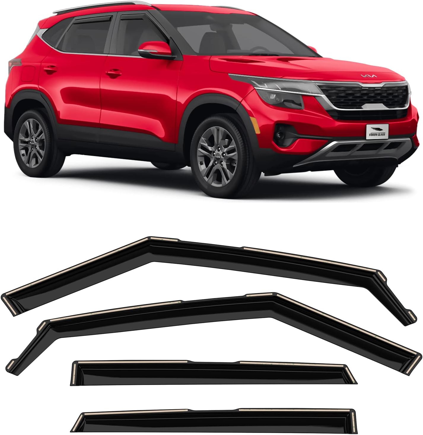 Voron Glass inChannel Extra Durable Rain Guards for Kia Seltos 20212023, Window